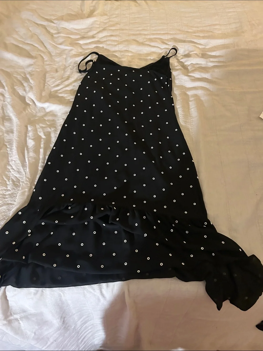 Michael Kors Black Midi Dress with White Polka Dots
